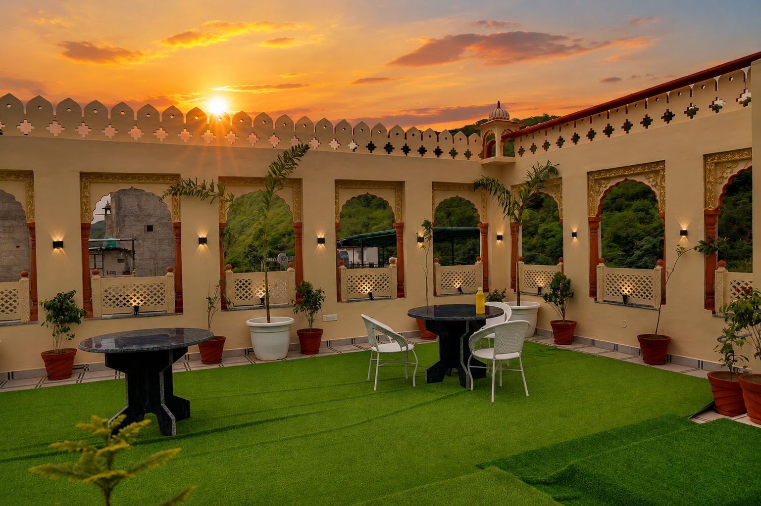 Sunset rooftop view